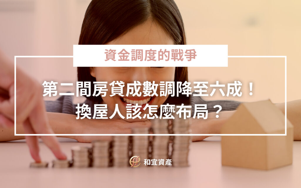 第二間房貸成數調降至六成!換屋人該怎麼布局?換屋,從來不只是房子的選擇,更是一場資金調度的戰爭。 央行在2024年6月再度出手打房 六都加新竹,第二間房貸成數,從七成降到六成。 別小看這一成,其實會讓換屋族的自備款壓力,瞬間加倍。